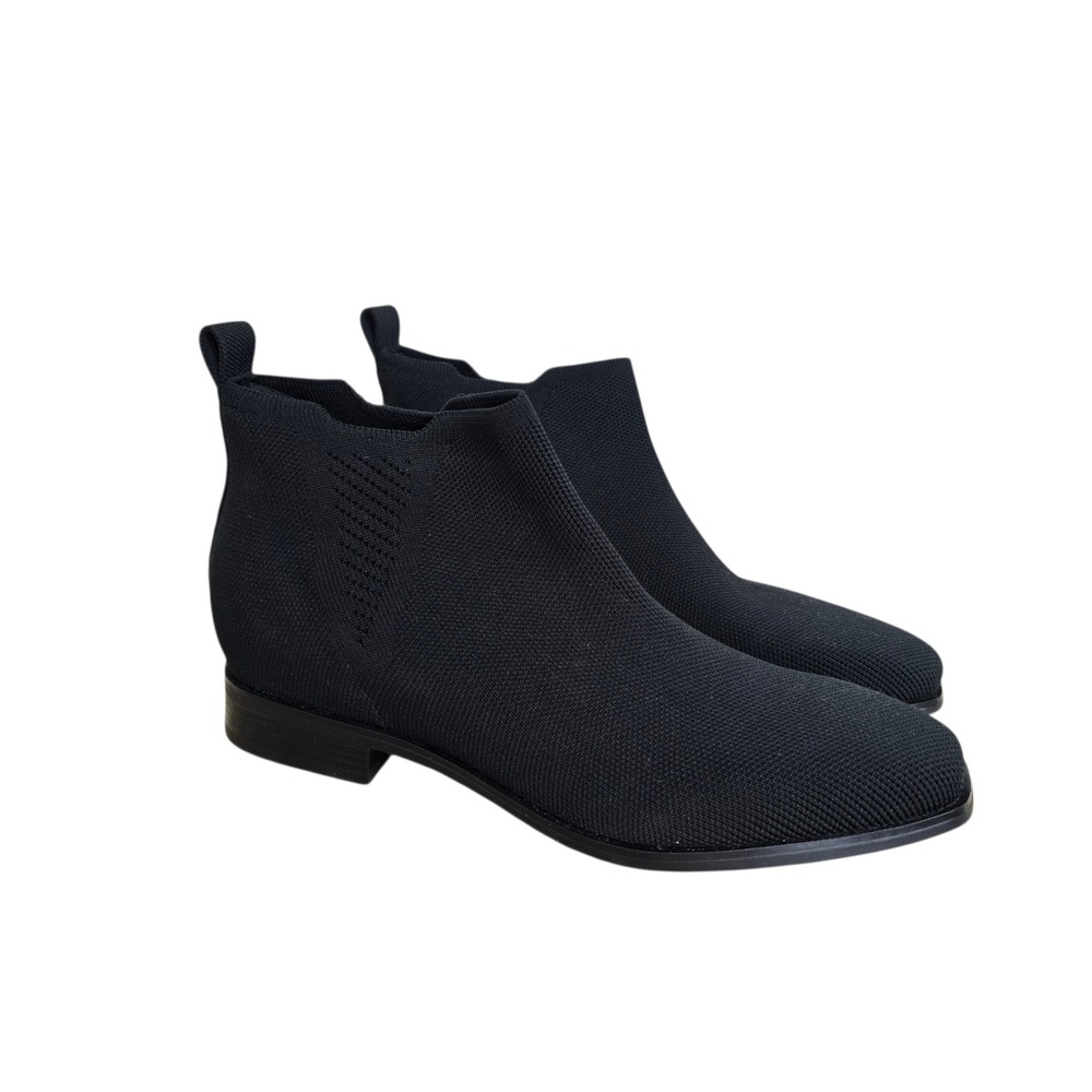Vivaia Black RPET Knit Pointed Toe Ankle Boots Block Heel Womens 39